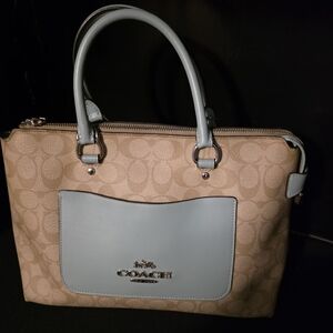 Coach Heather Blue And Taditinal Khaki Shoulder Bag